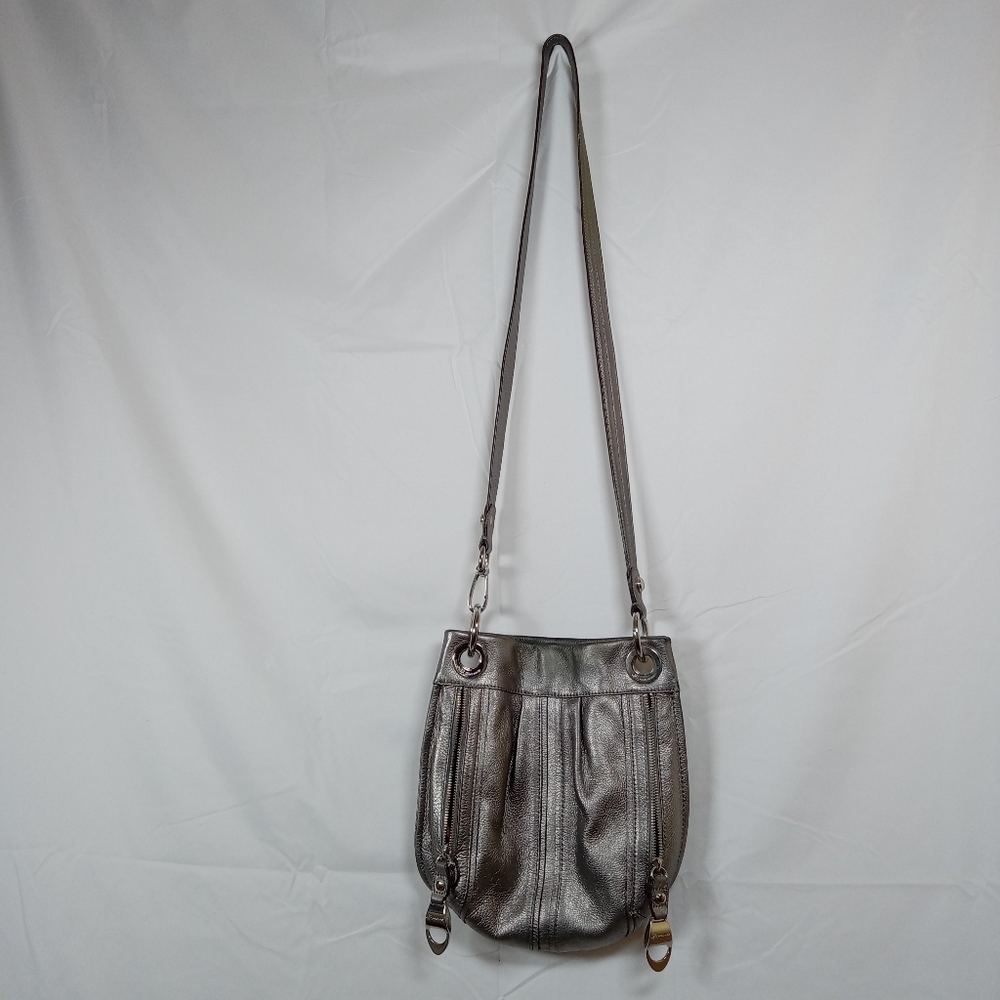 B. MAKOWSKY Genuine Leather Metallic Crossbody Bag